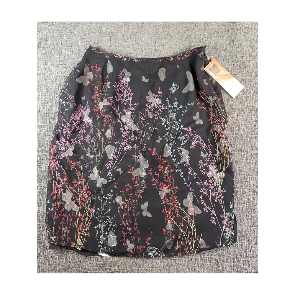 Carole Little Collection‎ Womens Floral Butterfly Print Skirt Black Size 14 NWT